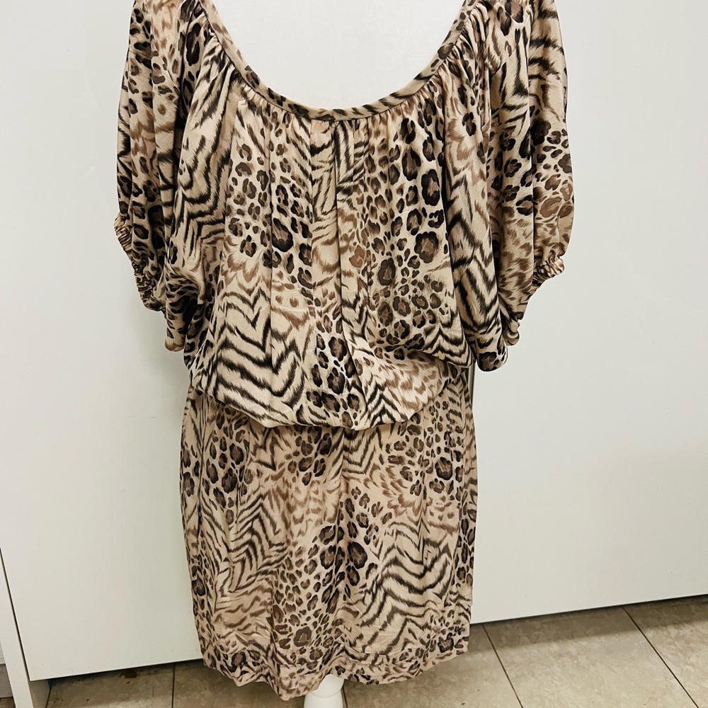 NWOT Rebecca Taylor Dress Silk Leopard Print Pockets Tie at Waist Size 4
